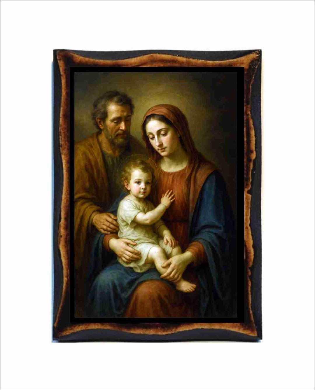 Holy Family Icon - Byzantine Art - Catholic Holy Card on Handmade Wood ...