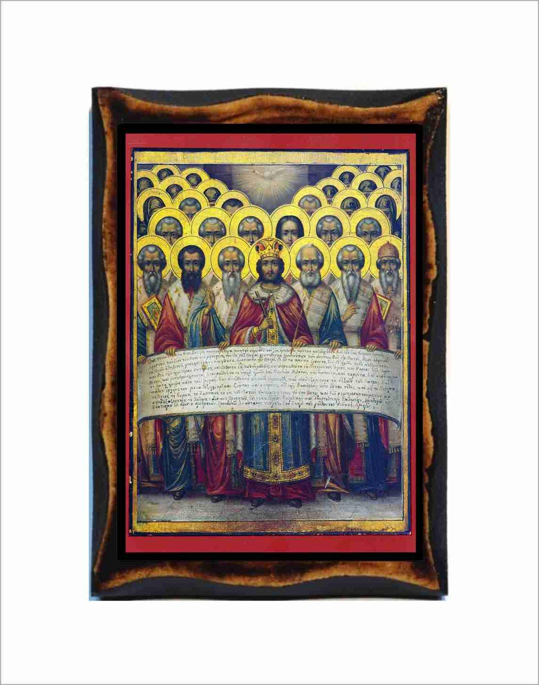 Ecumenical Council Icon - Orthodox Catholic Holy Card on Handmade Wood ...
