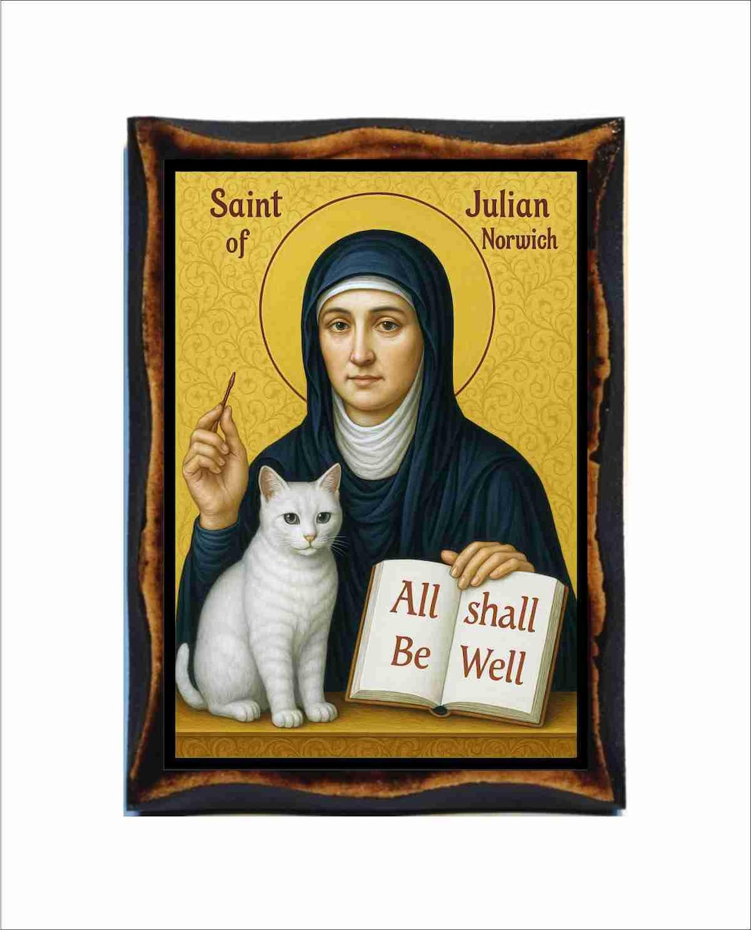 Sainte-Catherine  ポストカード ボネ ボンネット Julian of Norwich Anchoress - Byzantine Art - Catholic Holy Card