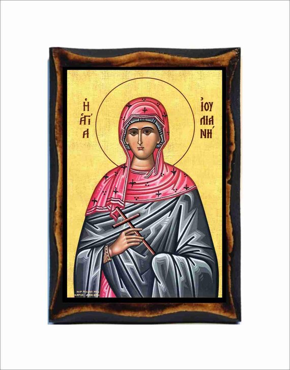 ニコメディアのユリアナのイコン - ビザンチン美術 - 手作りの木製額縁