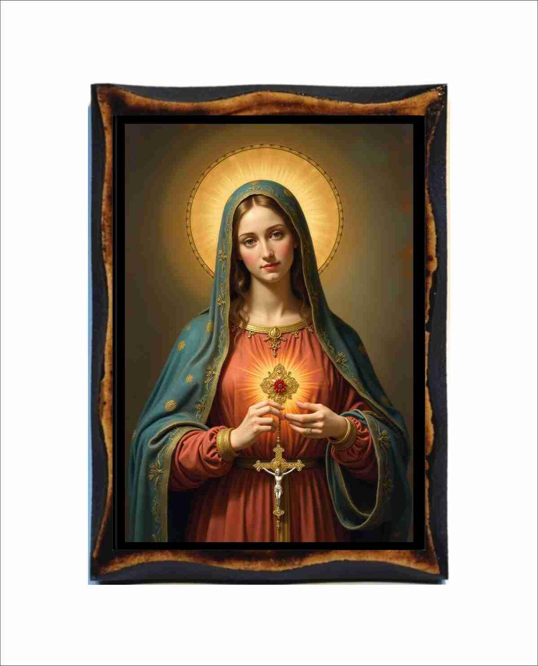 Our Lady of the Rosary Icon - Byzantine Art - Catholic Holy Card on ...