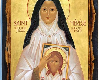 Saint Thérèse of Lisieux Virgin, Nun, Ecstatic Doctor of the Church Christian Catholic Icon on wood