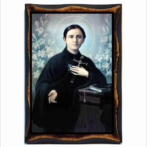 Saint Gemma Galgani the Virgin of Lucca - Maria Gemma Umberta Galgani the Flower of Lucca - Roman Catholic Christian Icon on Wood