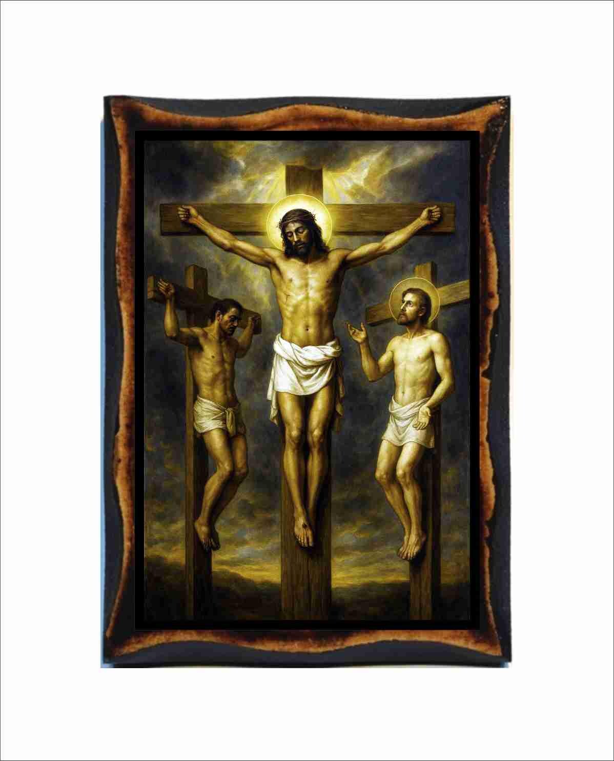 Crucifixion of Jesus Icon - Byzantine Art - Orthodox Catholic Holy