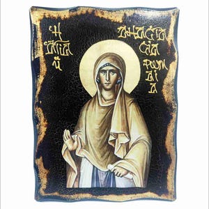Anastasia die Römerin - Anastasia von Rom - Anastasia martire - Anastasia Romana Handgefertigte Holz Ikone mit physischer Alterung und Goldenem Blatt 24K