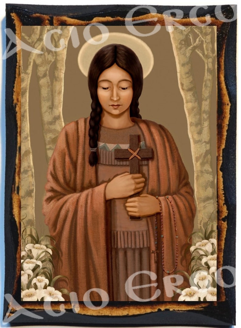 Saint Kateri Tekakwitha Christian Catholic Handmade wood icon Etsy