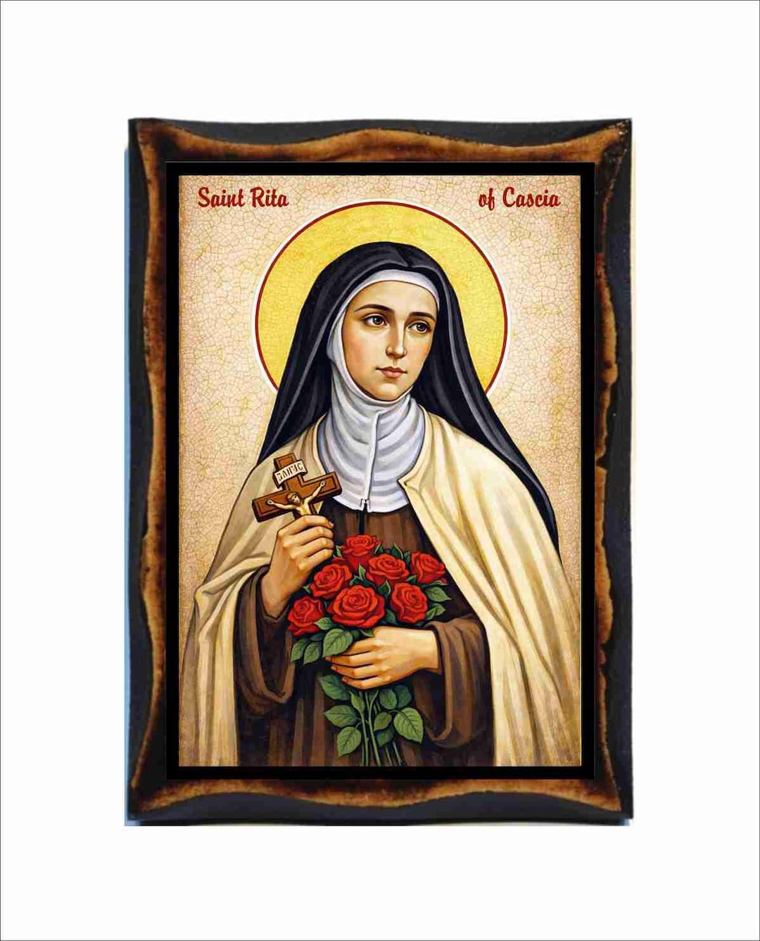 Saint Rita of Cascia - Byzantine Art - Catholic Holy Card on Handmade ...