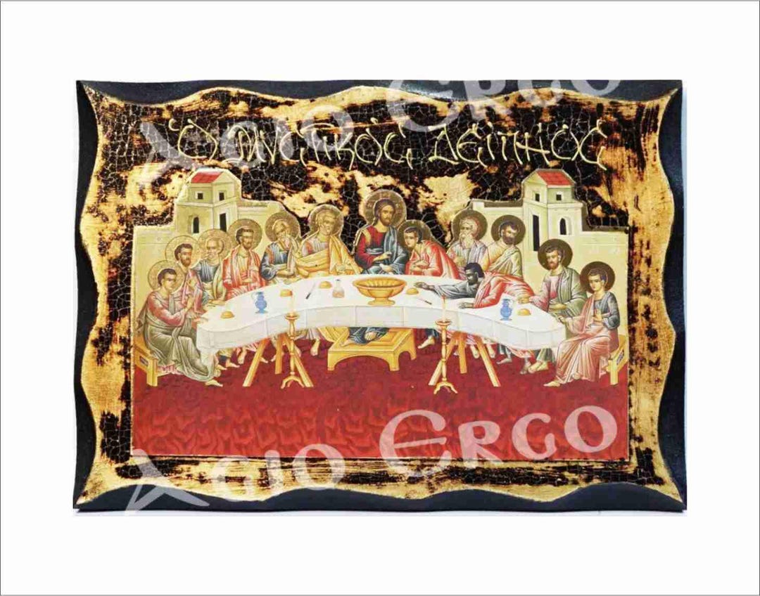 Handmade 'the Last Supper' Wood Icon Plaque With 24K Golden Leaf - Etsy ...