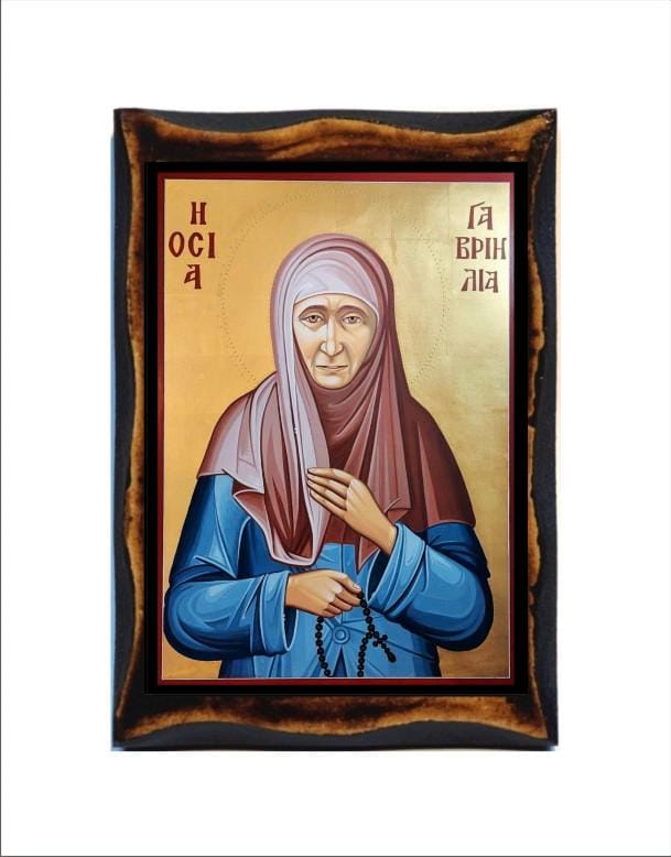 Saint Gabriela Byzantine Icon - Orthodox Holy Card on Handmade