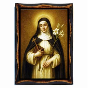 Saint Catherine of Siena - Byzantine Art - Catholic Holy Card on