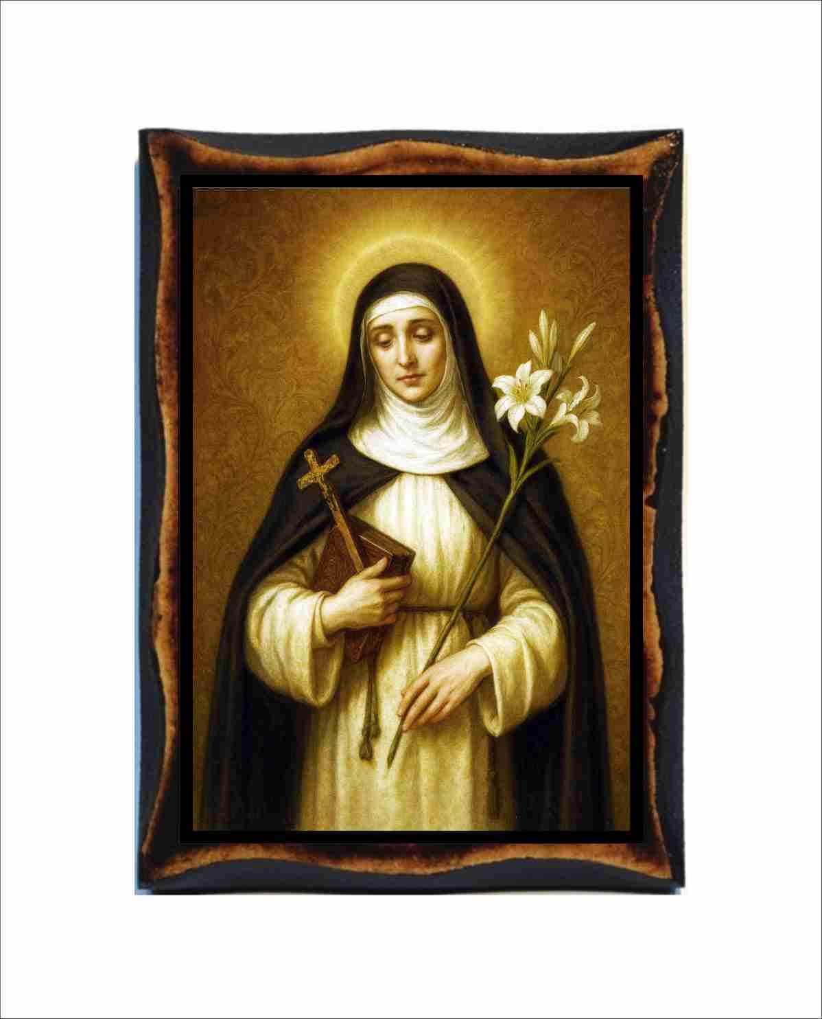 Saint Catherine of Siena - Byzantine Art - Catholic Holy Card on
