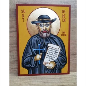 Father Damien - Saint Damien of Molokai - San Damián - Saint Damien De Veuster - Saint Père Damien - Handmade and Hand Painted Original