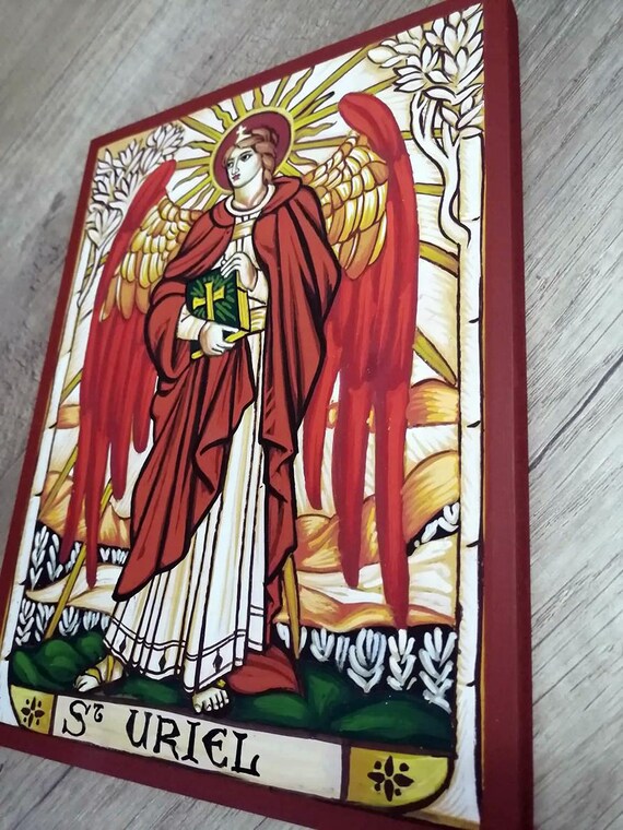 手作りの大天使ウリエルのアイコン：手描きの宗教芸術 - Etsy 日本
