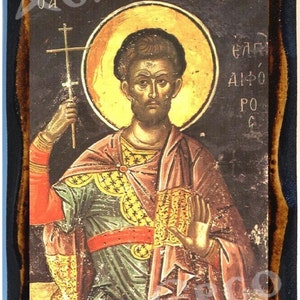 Saint Neophytos Icon - - Byzantine Art - Orthodox Holy Card on Handmade Wood Plaque