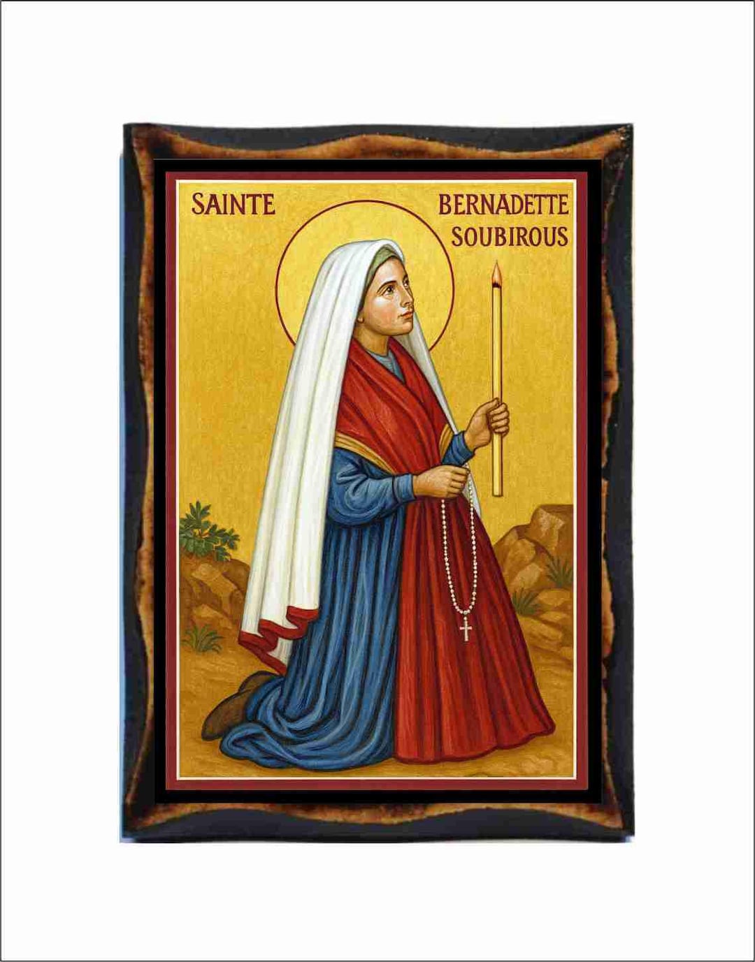 Saint Bernadette of Lourdes - Byzantine Art - Holy Card on Handmade ...