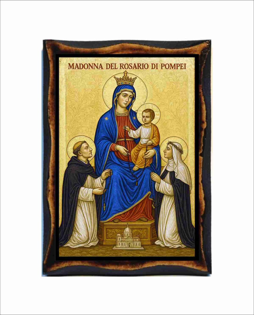 Our Lady of the Rosary Icon - Byzantine Art - Catholic Holy Card on ...