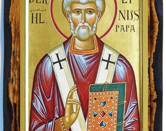 Saint  Linus Pope Bishops of Rome Catholic  Christian Icon on Wood