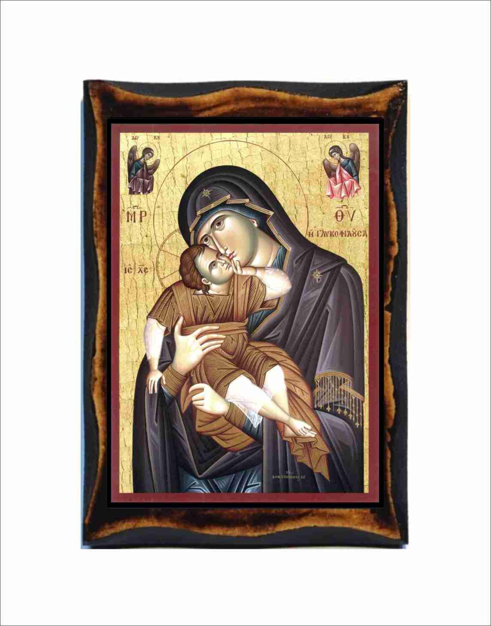 Virgin Mary Sweet Kiss Icon - Byzantine Art - Orthodox Holy Card on ...
