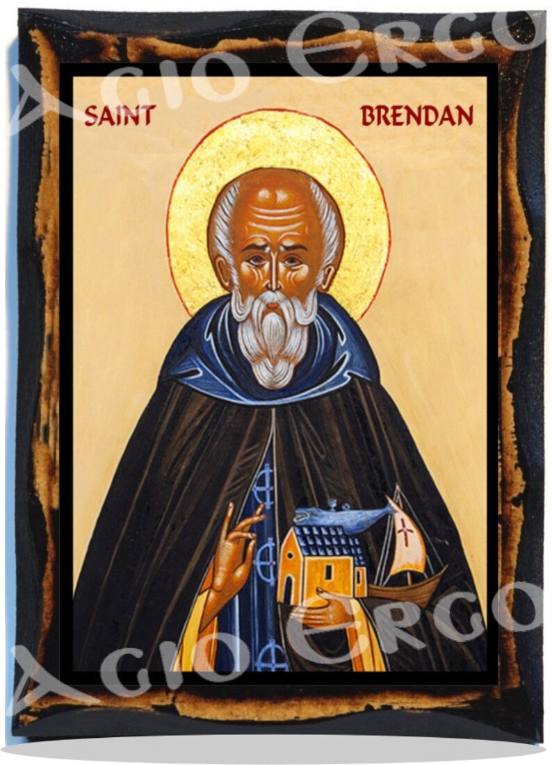 Saint Brendan the Navigator Christian Icon on Wood Etsy