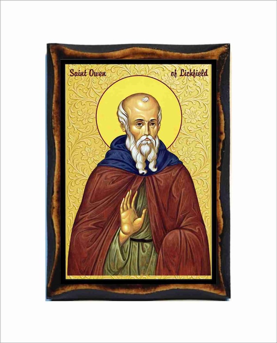 Owen of Lichfield Icon - Byzantine Art - Catholic Holy Card  display picture 1