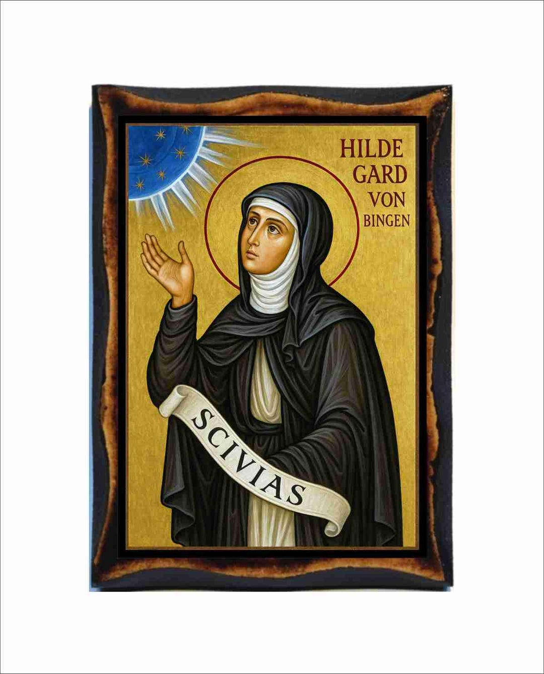 Saint Hildegard of Bingen Icon - Byzantine Art - Catholic Holy Card on ...
