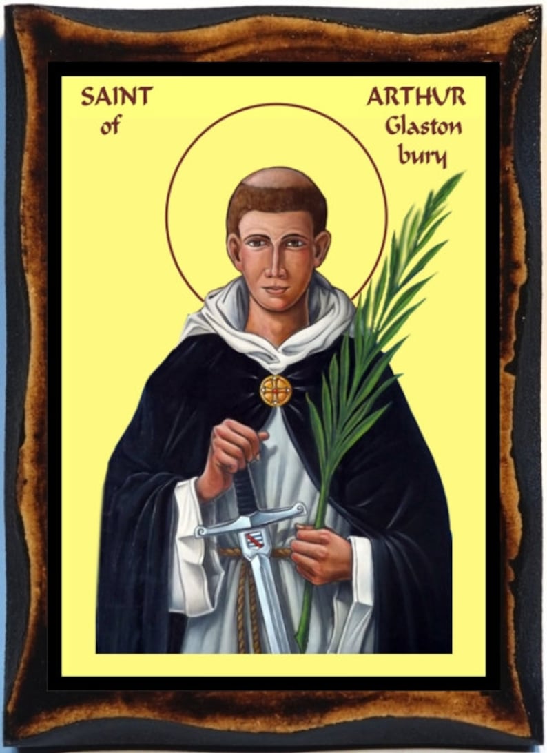 Saint Arthur of Glastonbury Handmade Wood Icon on Plaque | Etsy