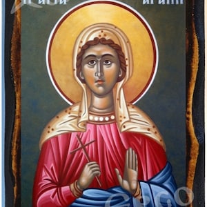 Saint Charity Greek Orthodox Byzantine Christian Icon on Wood
