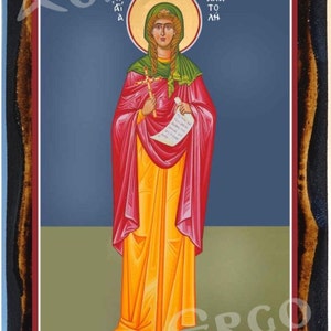 Saint Anatolia Greek Orthodox Byzantine Christian Icon on Wood