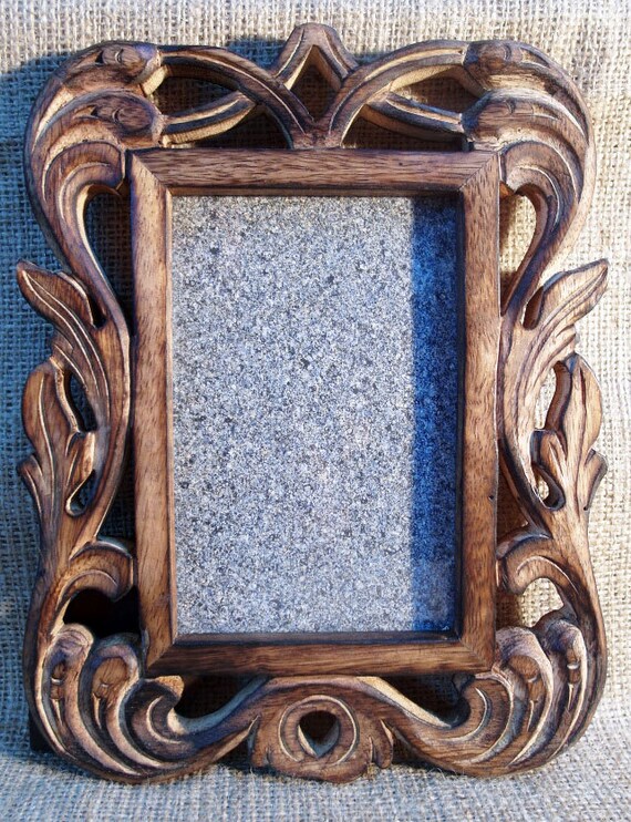 Hand Carved Wood Picture Photo Frame Etsy