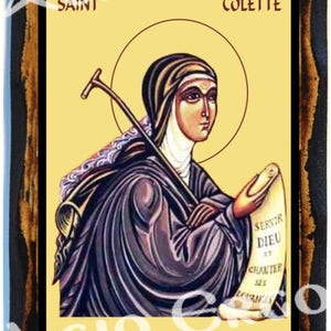 Saint Colette of Corbie Christian Catholic Icon on wood 画像 1
