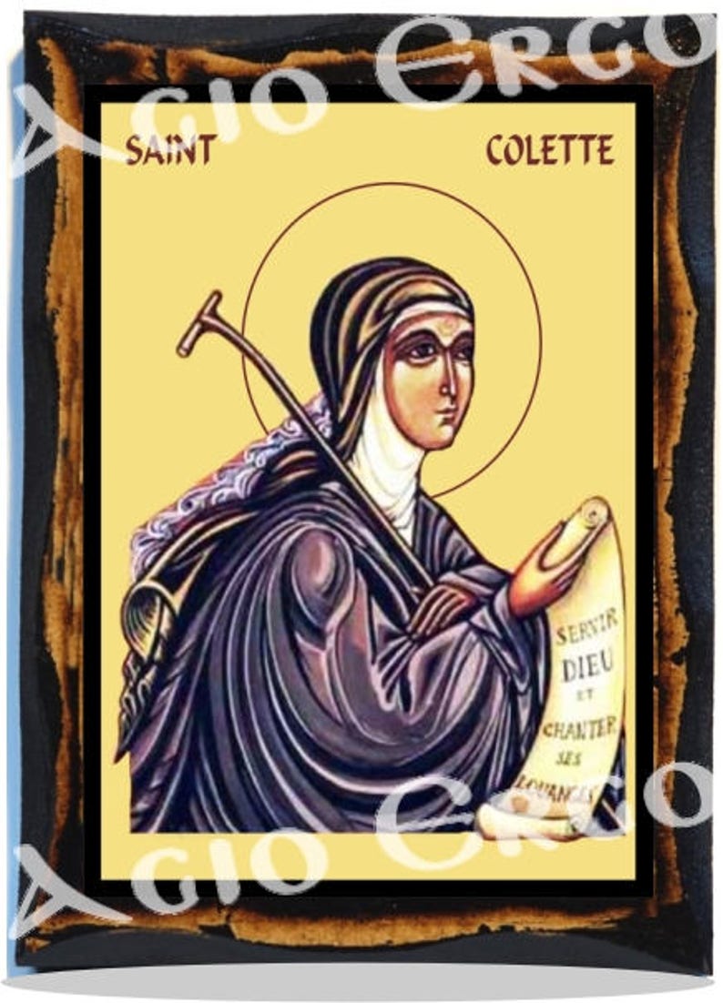 Saint Colette of Corbie Christian Catholic Icon on wood image 1