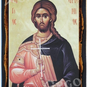 Saint Artemius of Antioch Greek Orthodox Byzantine Christian Icon on Wood