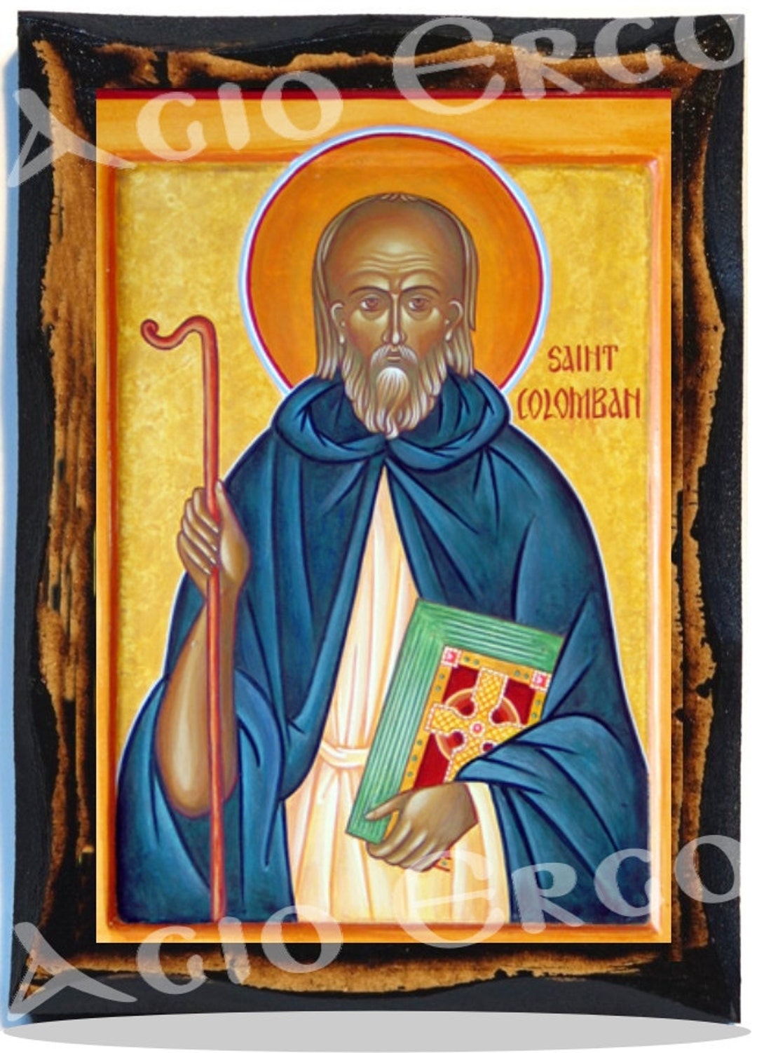 Saint Columbanus Christian Icon on Wood Etsy