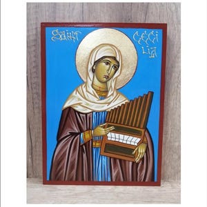 Cecilia Virgin and Martyr - Cécile de Rome - Santa Cecilia - Cecilia de Roma - Cecilia di Roma - Cäcilia  Handmade and Hand Painted Original