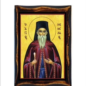 Heiliger Menelaos - Heiliger Menelaos - Santo Menelao - San Menelao Christlich-Orthodox-Katholische Ikone auf Holz