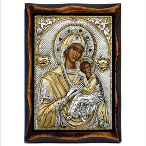 Nuestra Señora del Perpetuo - Notre-Dame du Perpétuel Secours - Virgen del Perpetuo Socorro - Estampa sobre placa de madera hecha a mano