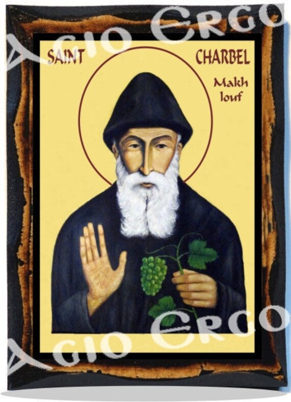 Saint Charbel Makhlouf Catholic Icon On Wood - 