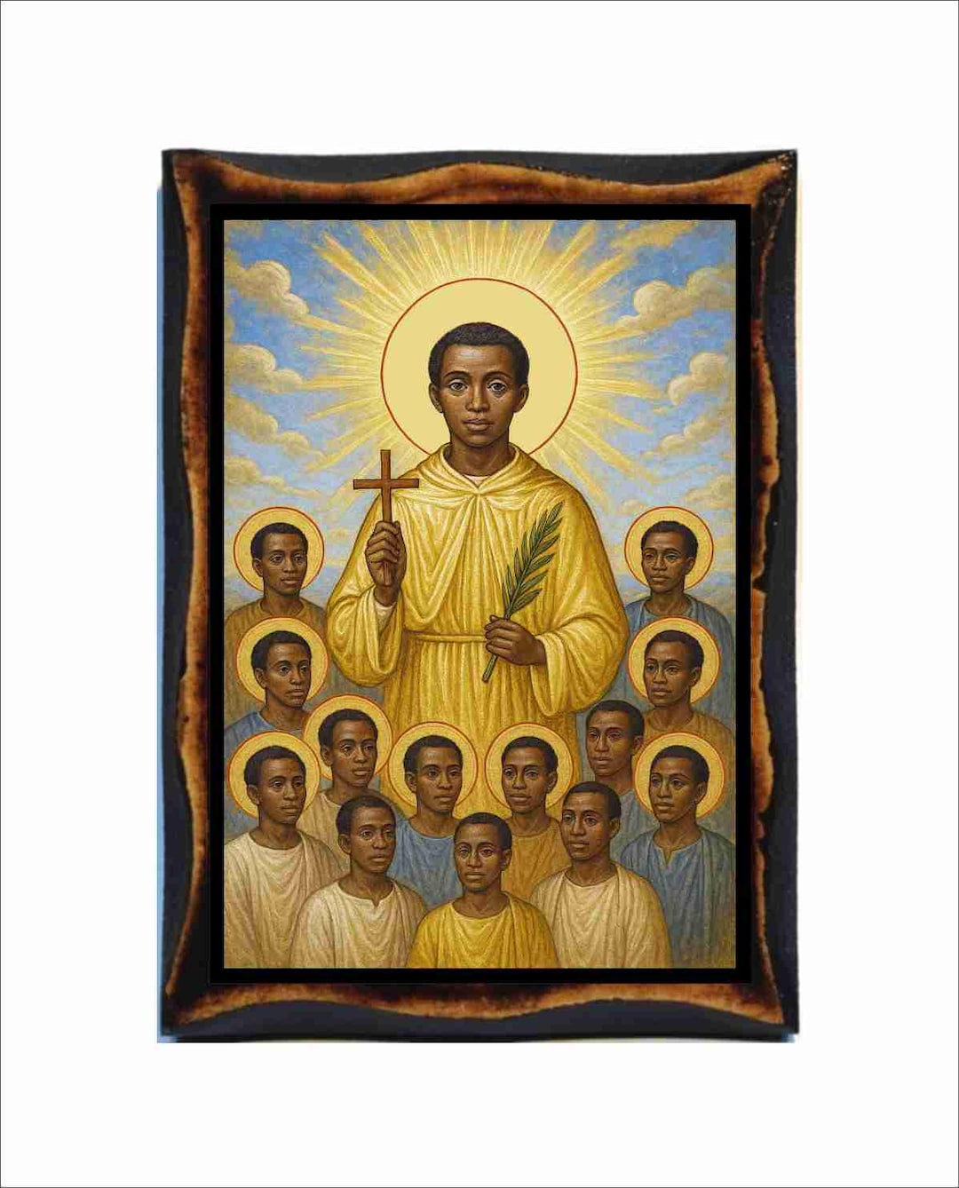 Charles Lwanga - Byzantine Art - Orthodox Catholic Holy Card on
