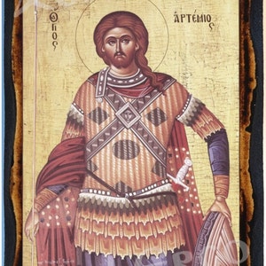 Saint Artemius of Antioch  Greek Orthodox Byzantine Christian Icon on Wood