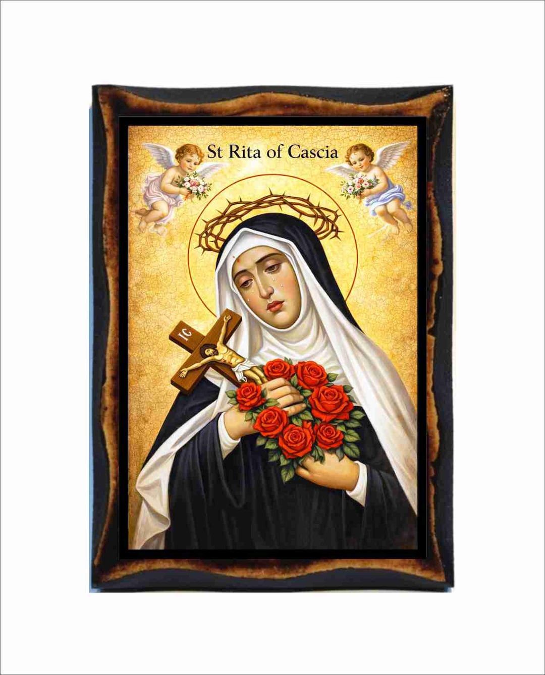 Saint Rita of Cascia - Byzantine Art - Catholic Holy Card on