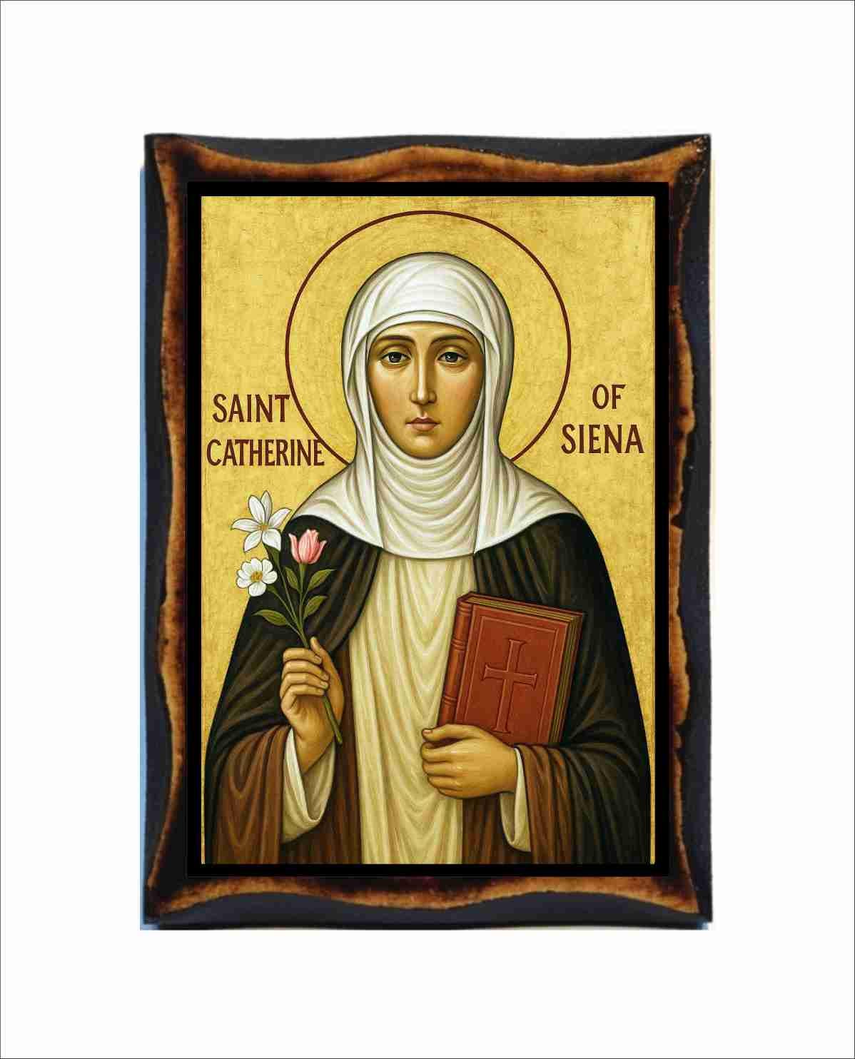 Sainte-Catherine  ポストカード ボネ ボンネット* №3-B Catherine of Siena - Byzantine Art - Orthodox Catholic Holy Card