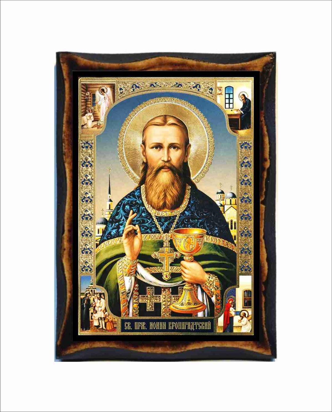 Saint John of Kronstadt Icon - Orthodox Holy Card on Handmade Wood ...