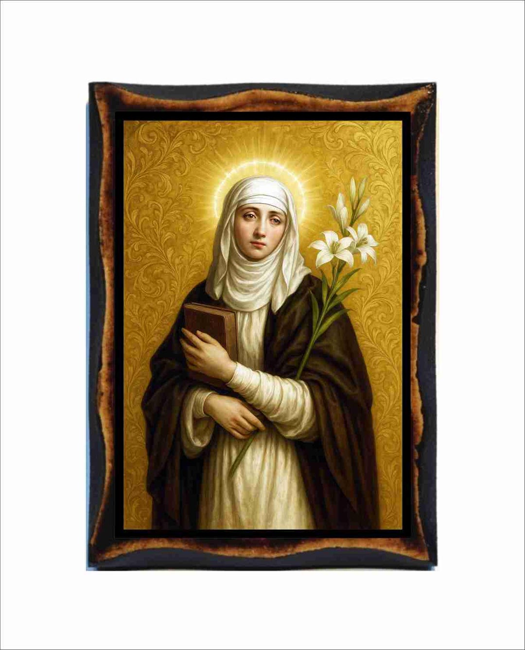 Catherine of Siena - Byzantine Art - Catholic Holy Card on Handmade ...
