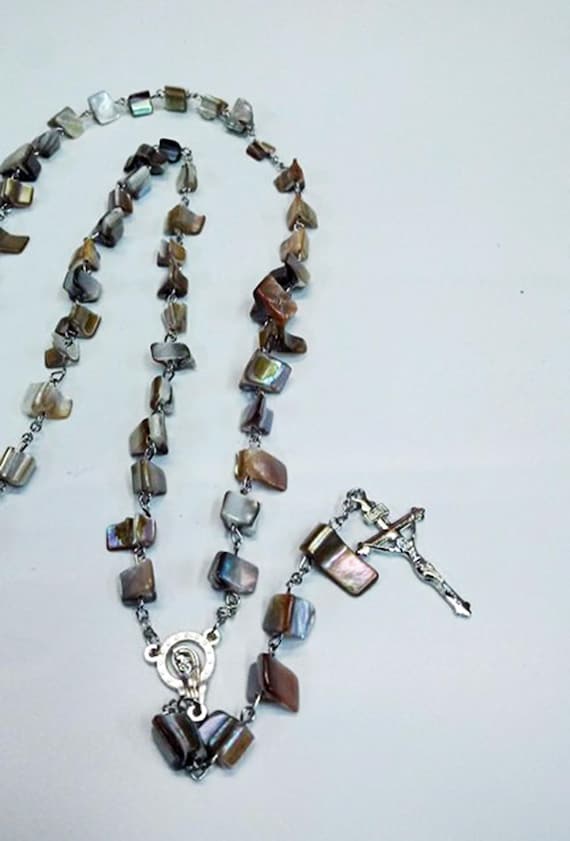 catholic art Dominican Rosary Catholic crystal Rosary with Fildisi of pearls 