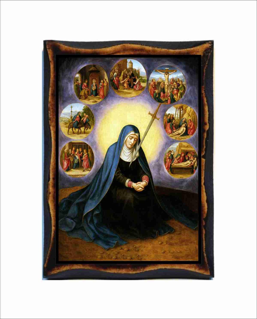 Our Lady of Sorrows Icon - Orthodox Icon on Handmade Wooden Plaque ...