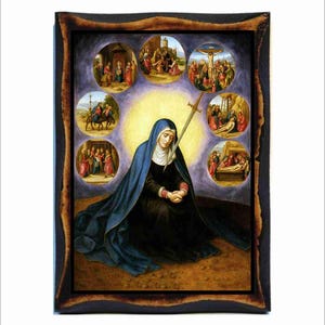 Our Lady of Sorrows Icon - Orthodox Icon on Handmade Wooden Plaque,Catholic Religious Art
