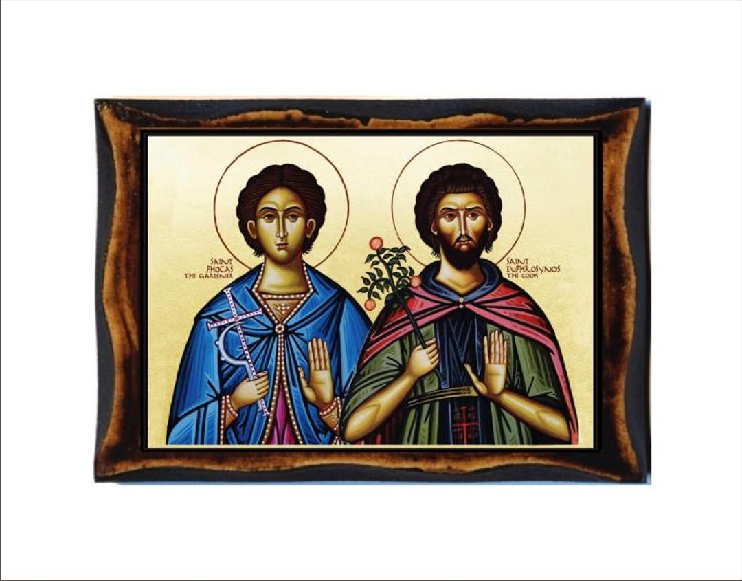 Saint Phocas and Euphrosynus Icon - Byzantine Art - Holy Card on ...