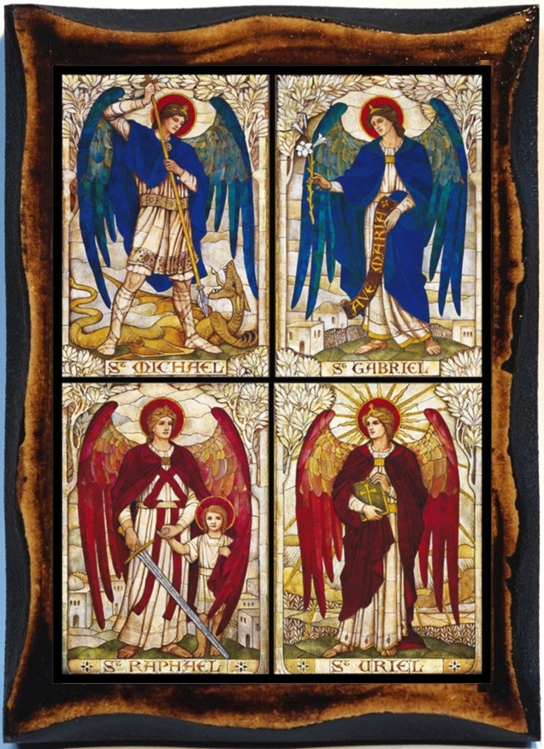 The Four Archangels Uriel, Gabriel, Raphael, and Michael Catholic Art Vitro Byzantine Christian