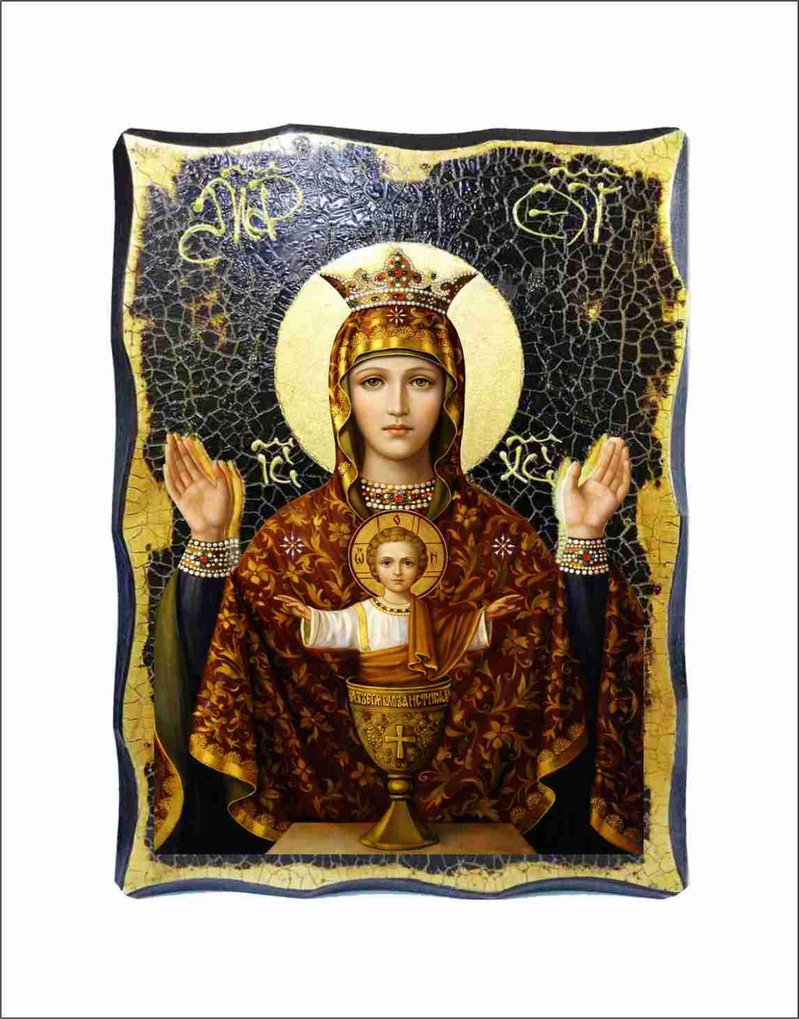 holy2943★ Theotokos Inexhaustible Chalice Icon: Handmade Wood, 24K Golden