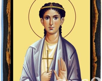 Saint Eulalia Martyr of Mérida - Saint Eulalia Roman Christian martyred in Emerita  -  Catholic Christian Icon Wood